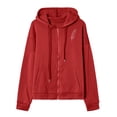 thumbnail image 2 of Fermeture à Glissière Chandail à Capuche pour Femmes 50 % de Réduction en Liquidation Mode Fermeture Éclair Col en V Chandail Manches Longues Imprimé Blouse à Capuche Chandail en Molleton, 2 of 3