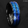 thumbnail image 4 of Tungsten Rings for Men Wedding Bands for Him Womens Wedding Bands for Her 8mm Black Blue Brushed Crystal Skin, 4 of 6