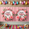 thumbnail image 6 of Floral Design Mother's Day Banner Pink Roses Mother's Day Decoration for Celebration Event Indoor Use Photography Background, 6 of 9