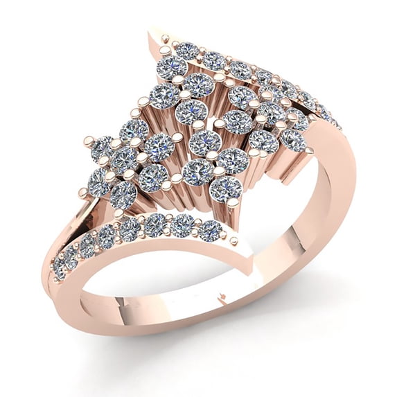 Genuine 3ct Round Cut Diamond Ladies Bridal Flower Anniversary Wedding Band Solid 14K Rose, White or Yellow Gold GH SI2