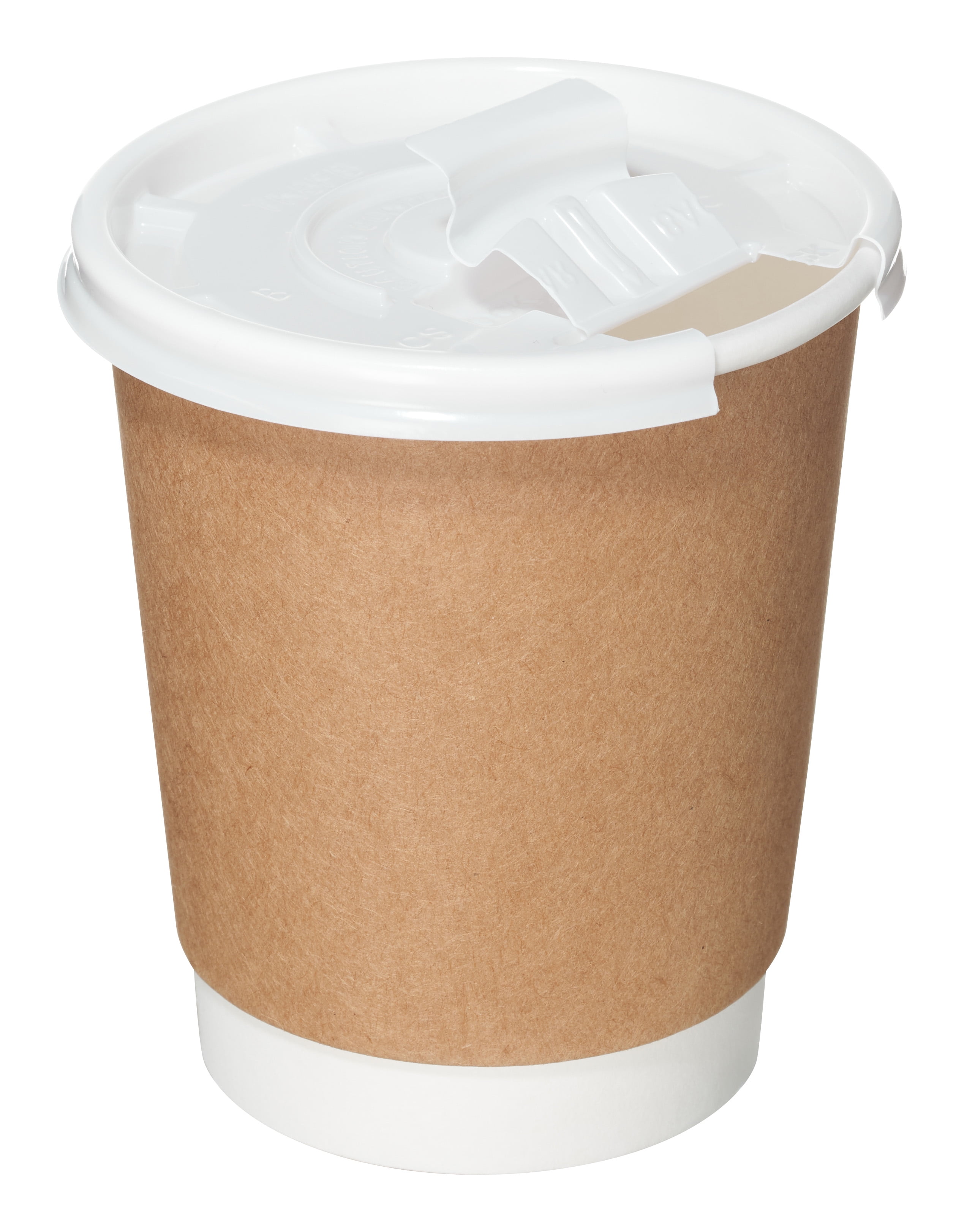 50 x 8oz Disposable Paper Coffee Cups & White Sip Lids Ripple Weave Hot Drinks 