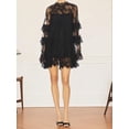thumbnail image 2 of Argulvti Robe en Dentelle pour Femme, Robe Transparente à Manches Longues à Col Ras du Cou, Robe de Cocktail, Robe Courte d'Automne, 2 of 7