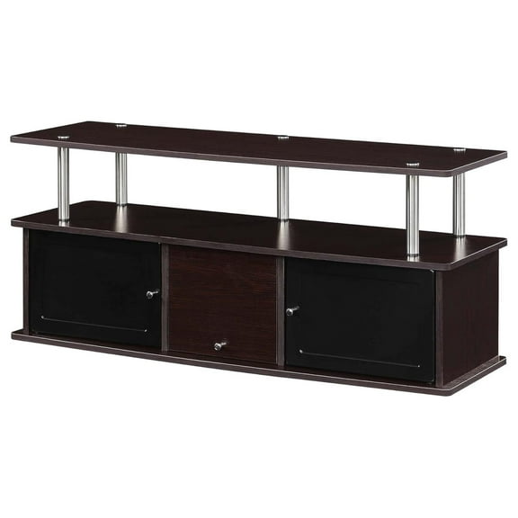 Designs2Go 50 inch TV Stand with 3 Storage Cabinets and Shelf, Espresso