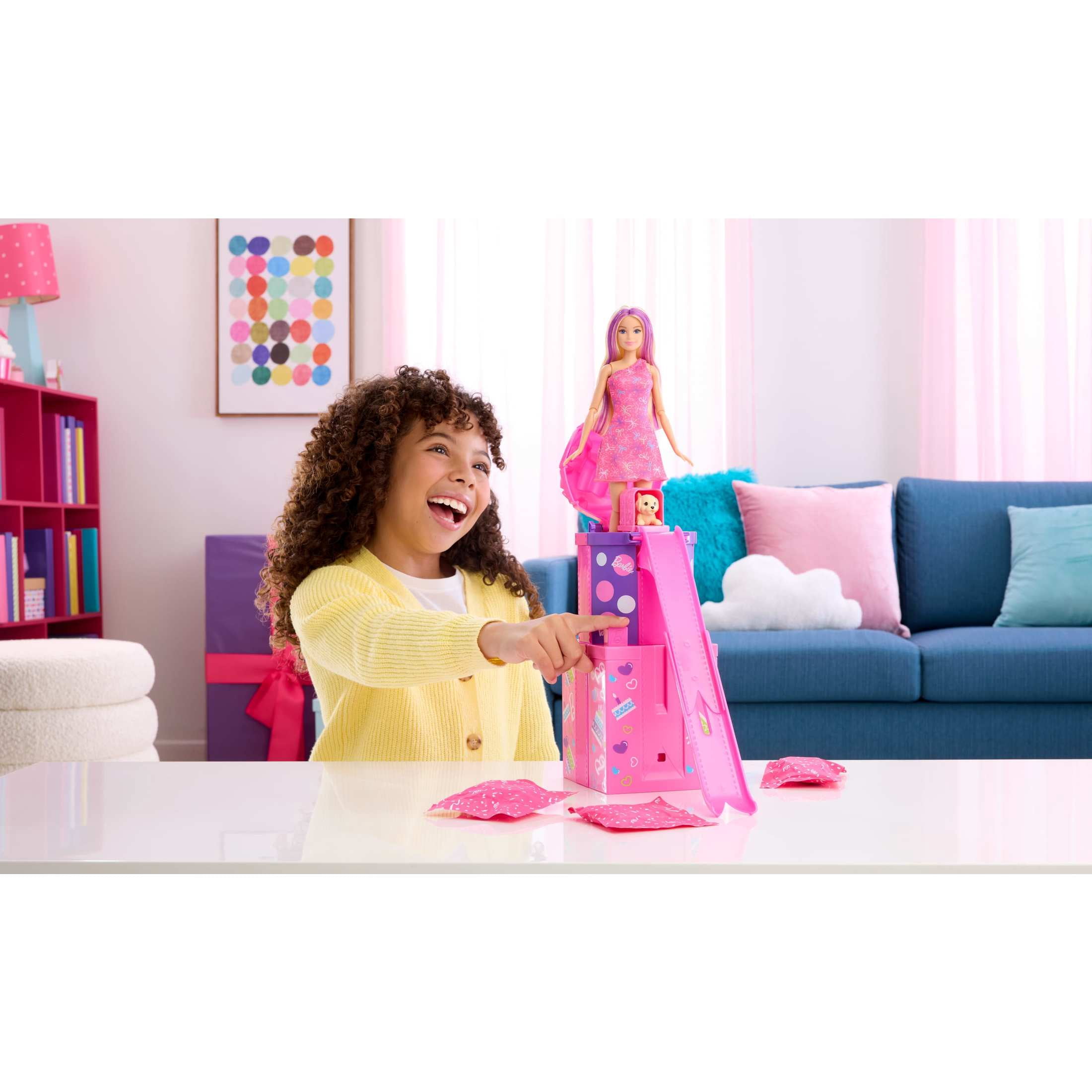 Barbie Rise & Surprise Pet Birthday Series Doll & Accessories with Slide & Surprises
