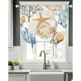 thumbnail image 5 of Brown Blue Beach Coastal Tie Up Curtains for Window, Thermal Insulated Balloon Shade Adjustable Rod Pocket Curtains Valance Panels for Kitchen Bathroom Cafe 42 x 45 Nautical Summer Starfish Coral, 5 of 6