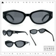 thumbnail image 2 of Womens Mod Oval Beveled Plastic Angular Fashion Sunglasses All Black, 2 of 8