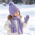 thumbnail image 7 of Toddler Hats, Gloves and Scarves Sets Winter Warm Knit Thick Thermal Stretchy Ski Head Hat Scarf Gloves Set, 7 of 7