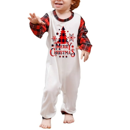 

Christmas Pajamas for Family Snowflake Tree Print Tops + Plaid Pants