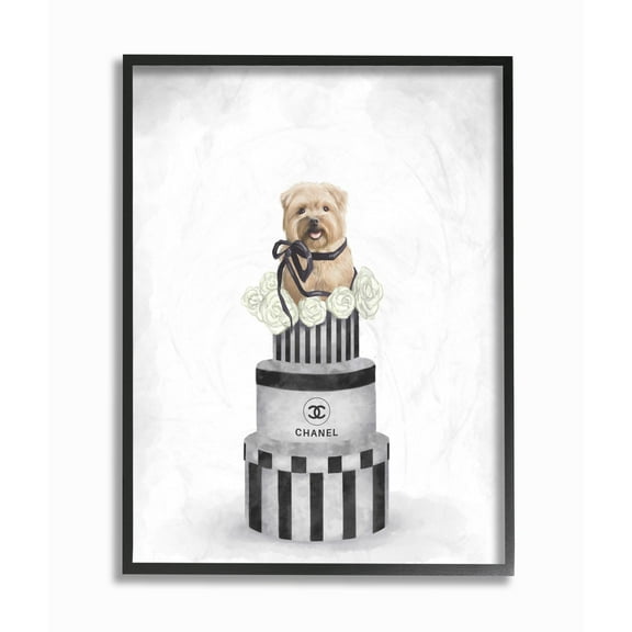 Stupell Industries Fashion Dog Box Stack Neutral Gray Painting Framed Wall Art by Ziwei Li