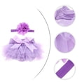 thumbnail image 4 of Falda de tutú y diadema de flores para bebé niña, accesorios de fotografía, vestido de cumpleaños para recién nacida, tocado, talla S (morado), 4 of 7