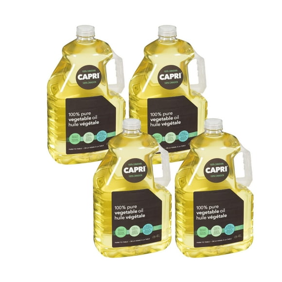 CAPRI Pure Vegetable Oil, All-Purpose Liquid Cooking Oil for Frying, Baking, and Sautéing, 4L (1.06 Gallon) Jug