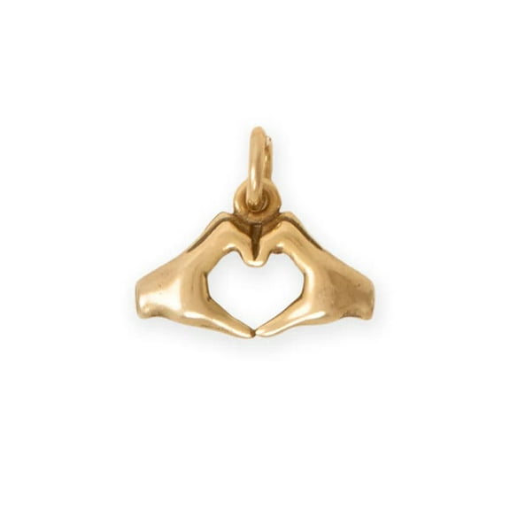 AzureBella Jewelry Heart with Hands Charm Gold-plated Sterling Silver Sending Love