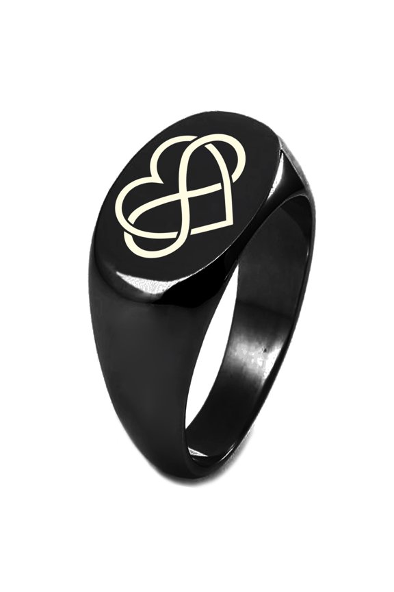 Sterling Silver Intertwined Infinity Heart Engraved Oval Flat Top Polished Ring
