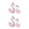thumbnail image 1 of Justharion Resin Swan Statue Figurines Sculpture Cake Dashboard Decor Mini Pink 9cm 2Set, 1 of 6