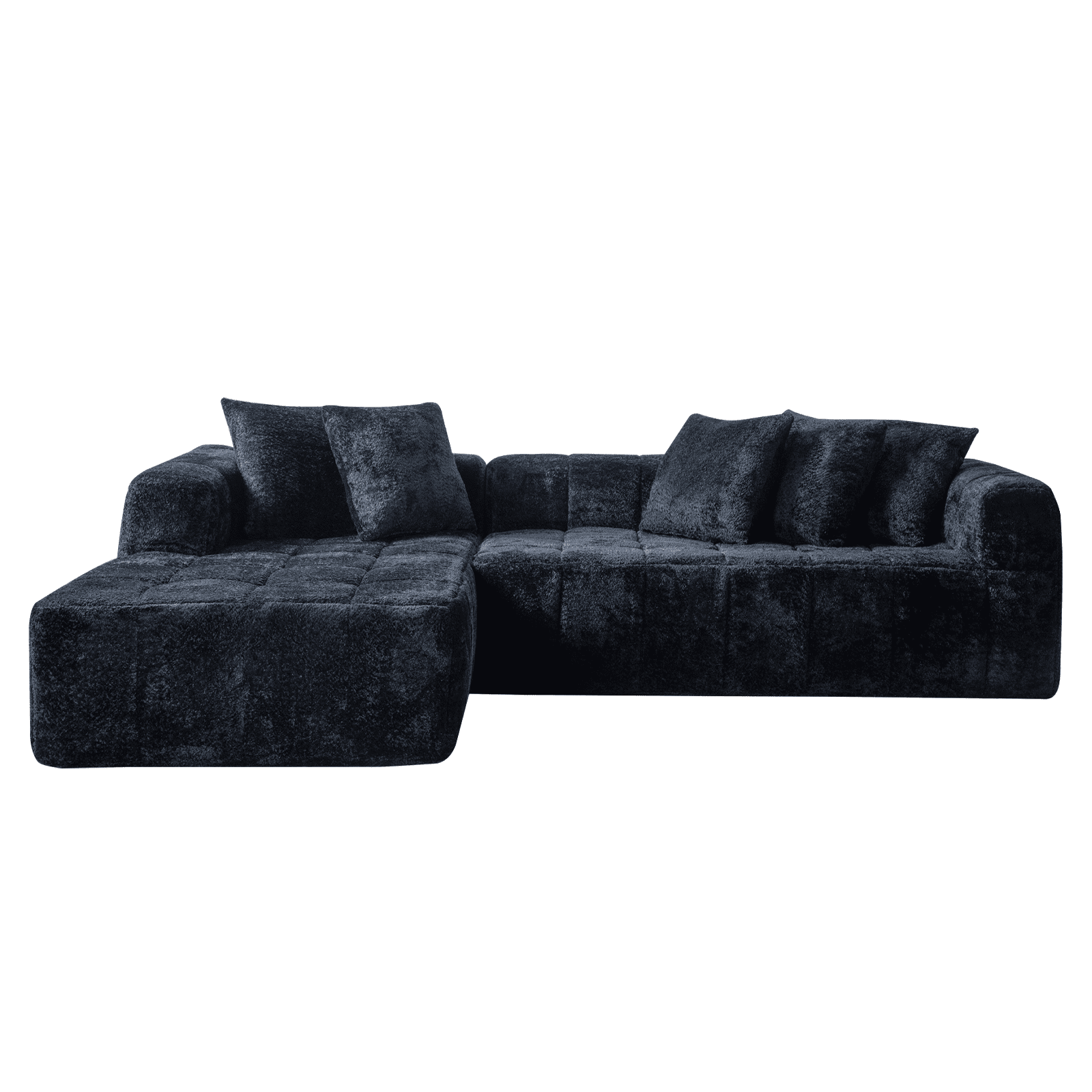 107.9 Inch Cloud Modular Sectional Sofa Couch with L-Shape Chaise, Deep Seat Corner Couch for Living Room Bedroom No Assembly Needed, Black