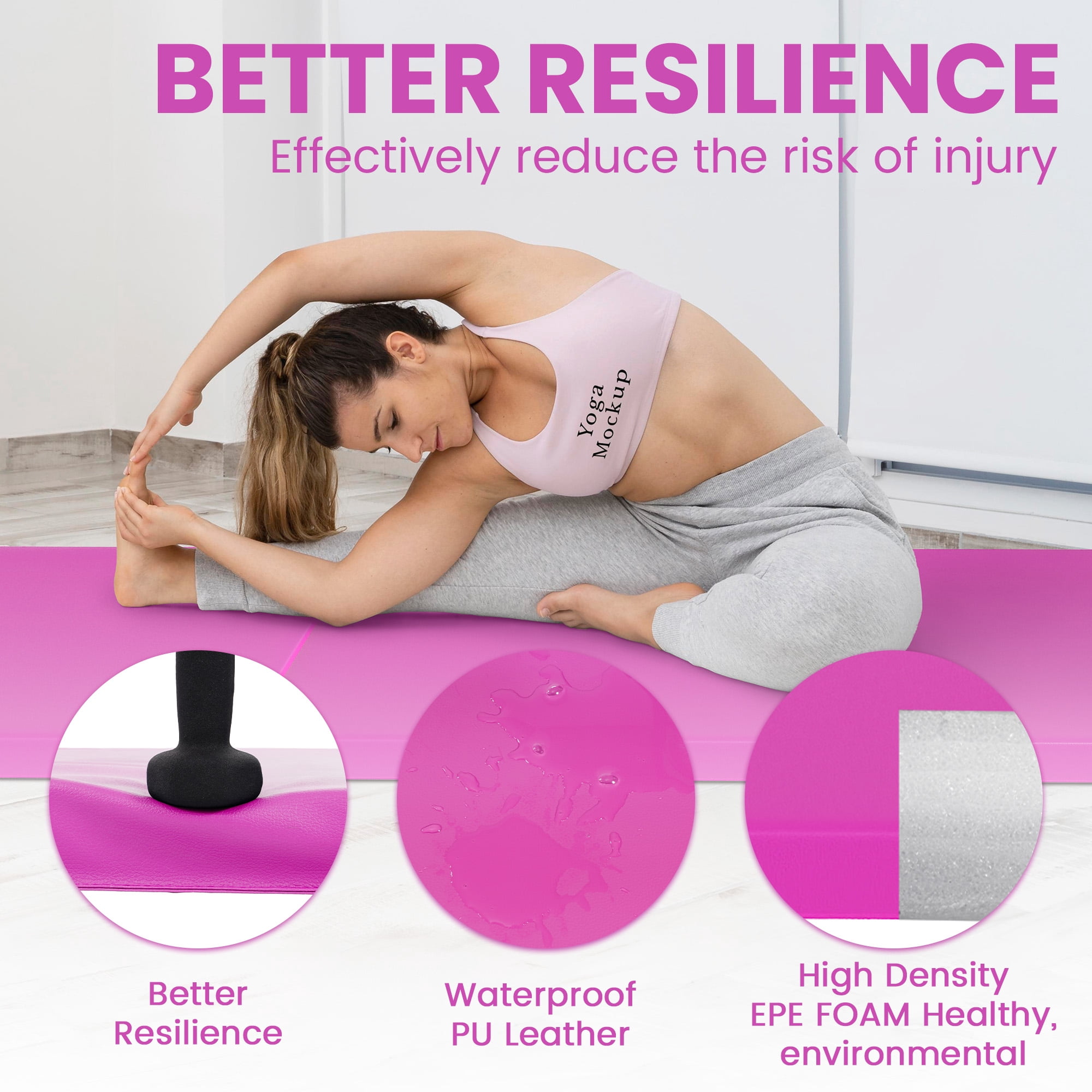 Sprint Demon Folding Exercise Mat, 2ft x 6ft Three Fold Exercise Mat with Carrying Handles for Yoga, MMA, Gymnastics and Home Gym Protective Flooring, 2-inch Thick, Pink