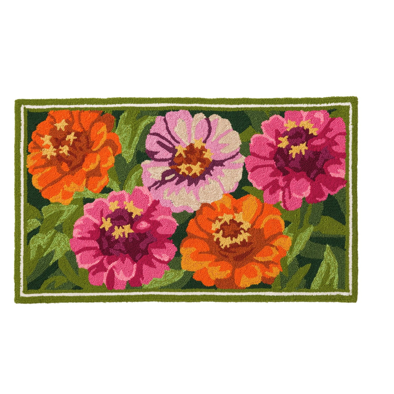 Indoor/Outdoor Hooked Rug, Zinnia 42"x24"