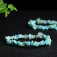 thumbnail image 3 of EOEMY Natural Amazonite Quartz Gravel Gems Bracelet Crystal Stretch String Bangle Gift, 3 of 9