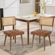 thumbnail image 1 of Set of 2 dining sillas con brown pu leather, natural rattan, forrado seat y solid wood back, 1 of 8