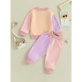 thumbnail image 4 of Jxzom Toddler Baby Girl Clothes 0 6 9 12 18 24 Months 2T 3T Fall Outfits Contrast Color Long Sleeve Sweatshirt Tops + Pants Set, 4 of 8