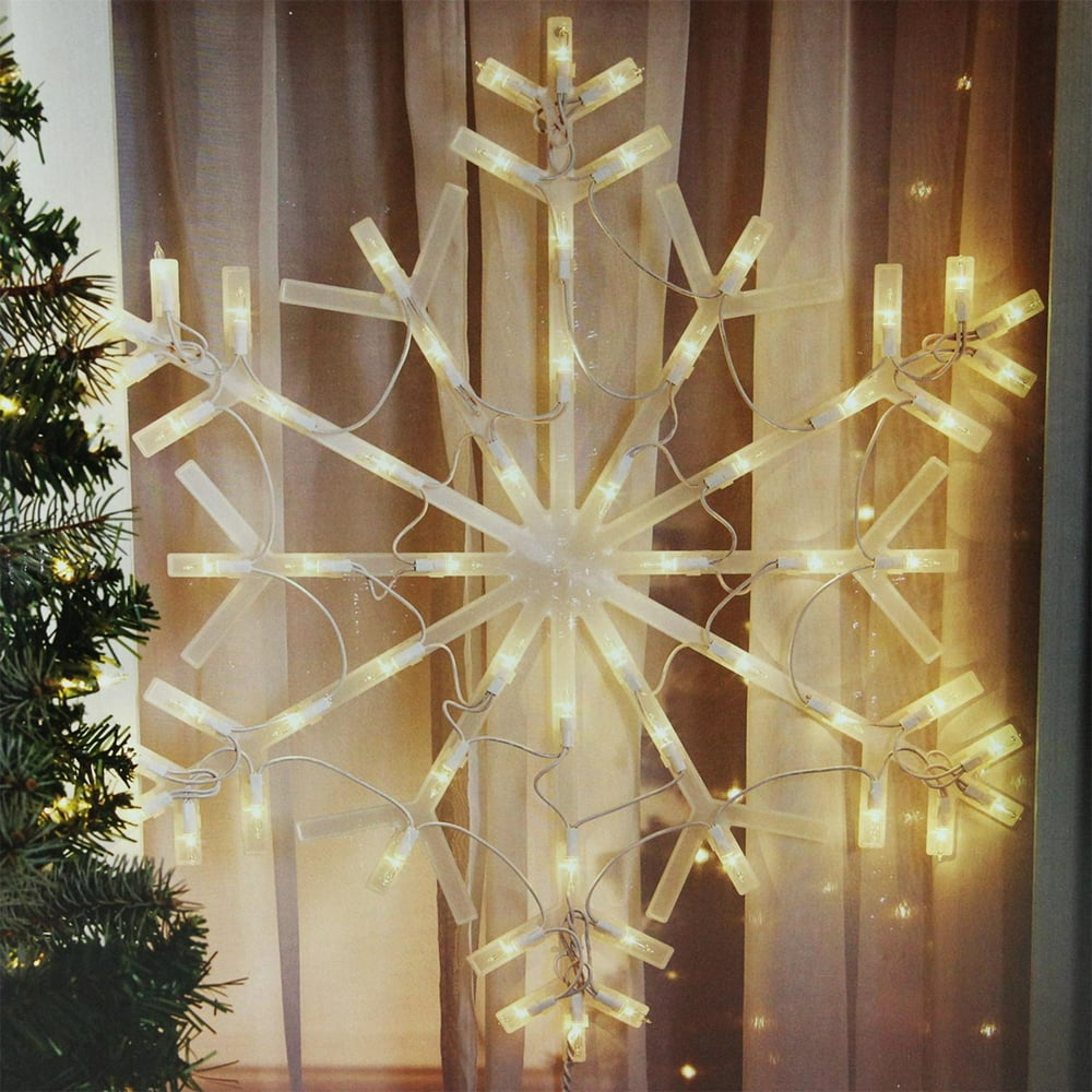 23" Lighted Snowflake Christmas Window Silhouette Decoration Walmart