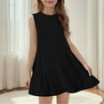 thumbnail image 5 of Delliss Girls' Solid Color Sleeveless Dress With Pockets Summer Casual Round Neck Dress Black 5 Years, 5 of 9