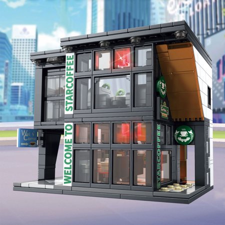 YPai City Coffee House Architecture Building Blocks Set for Adults,Street View Modern Cafe Shop Building Construction Toy with Light,Valentine/Father's Day Gifts