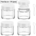 thumbnail image 4 of 2 OZ Glass Jars with White , 4 Pack Round Glass  Jars Sample Container with Inner Liners & Spatulas, Leak Proof Travel Toiletries Containers for , Makeup, Lotion,, 4 of 6