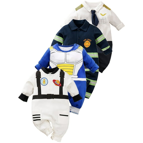 WIBACKER Baby Infant Boy Astronaut Costume 100% Cotton Newborn Boy Space Suit Cosplay Party Jumpsuit Halloween Christmas Rompers