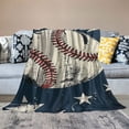 thumbnail image 2 of Creowell  Baseball Throw Blanket Gifts for Boys, Blue Baseball Soft Cozy Plush Flannel Blanket for Kids Bedroom, Baseball Sport Fuzzy Blanket with Stars for Toddler Couch Bed Sofa Decor  White, 2 of 6