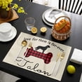 thumbnail image 3 of Black Red Buffalo Plaid Placemats Set of 4, Bones Cute Dogs Pets Placemats for Dining Table, Place Mats for Kitchen Tabletop, Waterproof Wipeable Dining Table Mats Set, 3 of 9