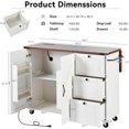 thumbnail image 4 of Farmhouse Kitchen Island with Power Outlet, Drop Leaf, Spice Rack and Drawer,Rolling Kitchen Cart on Wheels,Kitchen Storage Island for Home Dining Room (White), 4 of 9