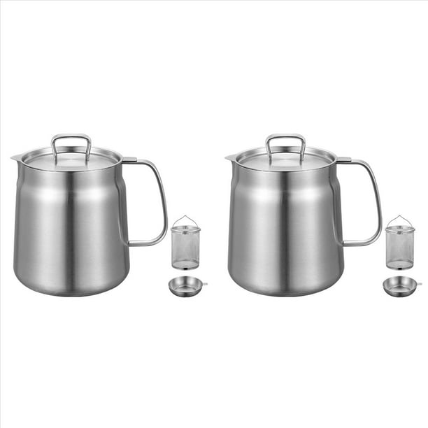 2X Olla de Cocina de Acero Inoxidable de 2 L, Sartén de Cocina de Gran Capacidad, Tanque de Filtro de Aceite Multifuncional, Olla para Freír Profunda