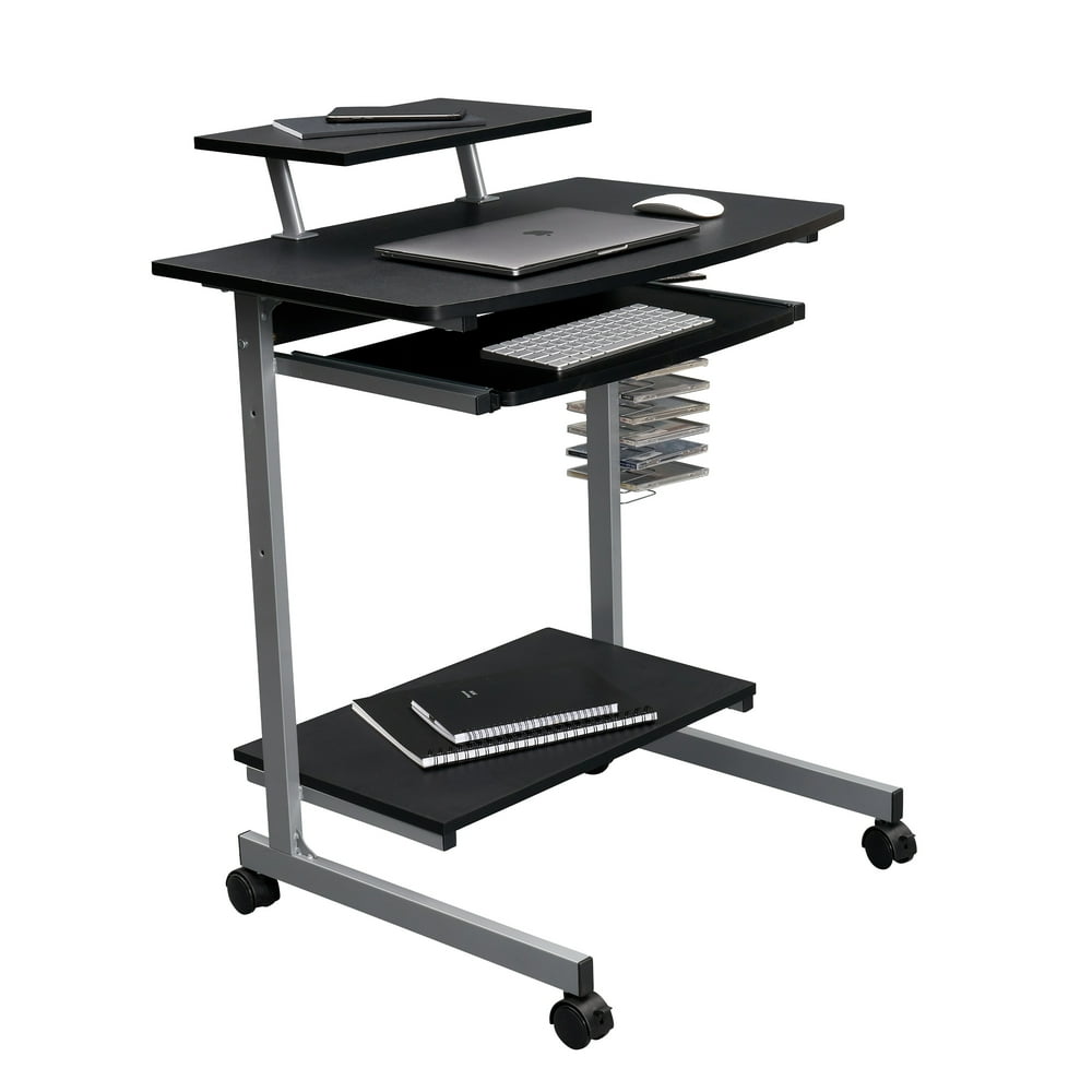 Techni Mobili Rolling Compact Computer Cart Desk With Storage, Graphite