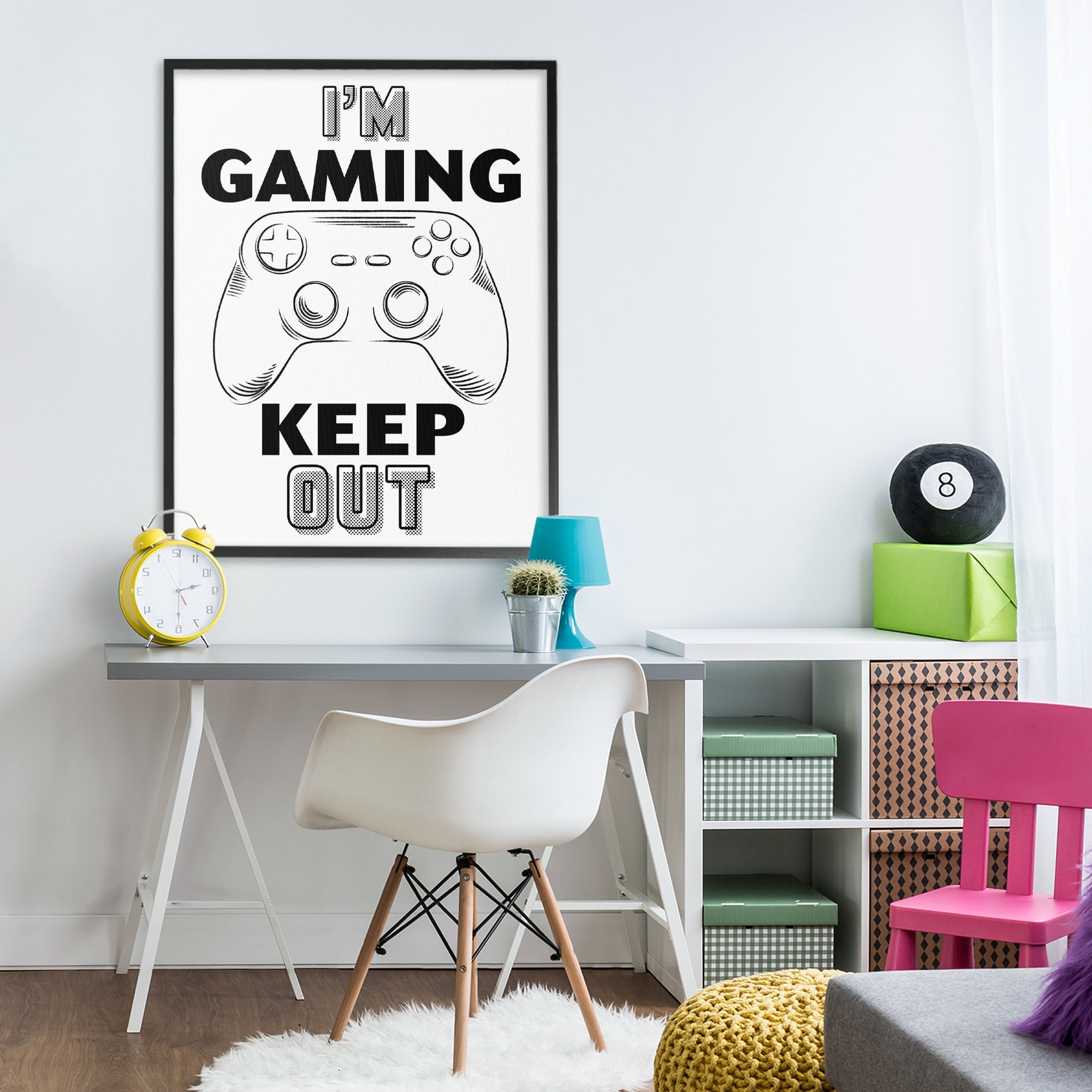 Stupell Industries Gaming Keep Out Black Framed Giclee Art, design by Marcus Prime