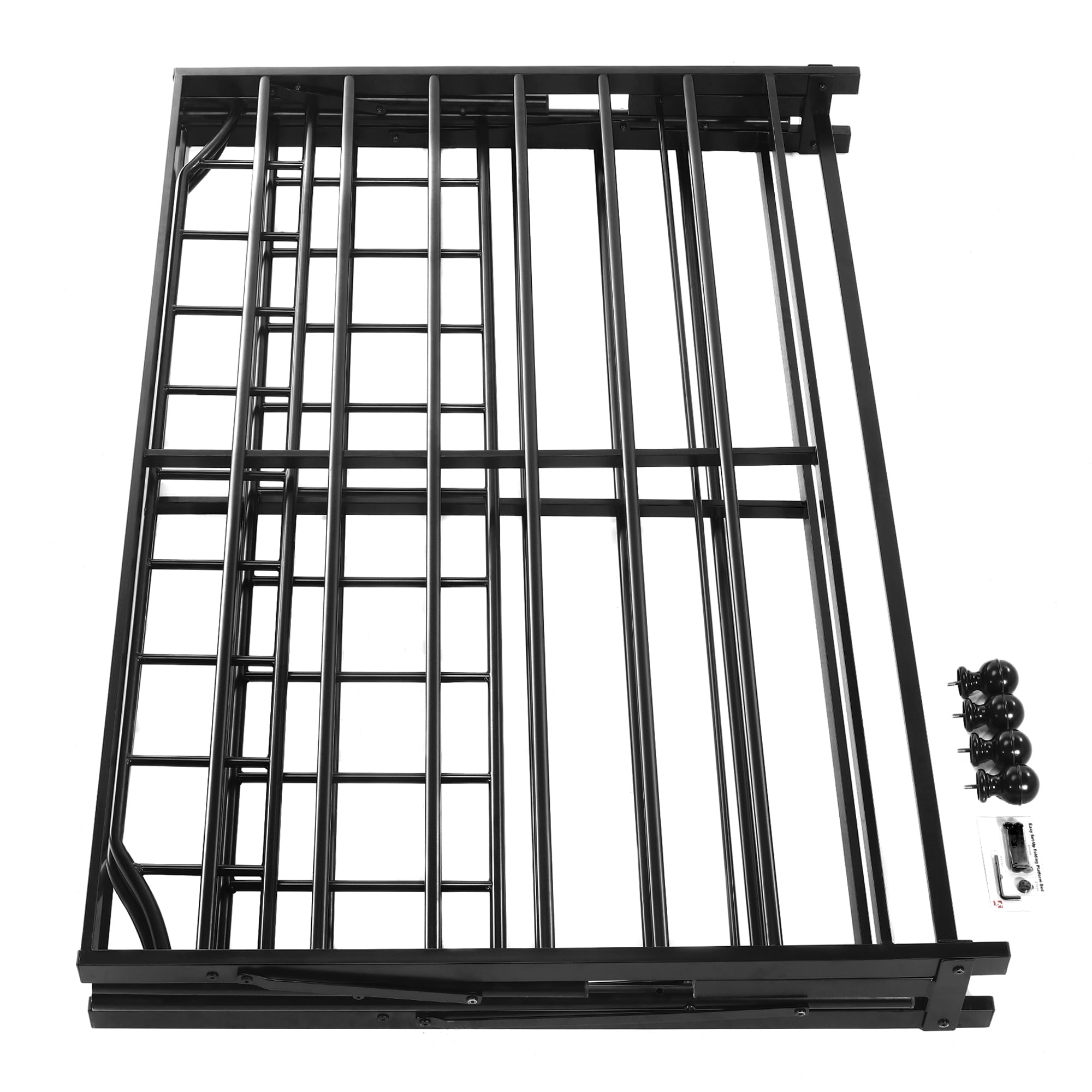 Best Price Mattress 12 Inch All-in-One Easy Setup Metal Platform Bed w/Steel slats and Headboard