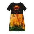 thumbnail image 3 of Robe Trapèze Évasée pour Filles, Robe Décontractée à Manches Courtes et Col Rond pour Enfants, Robe Extensible et Douce pour le Quotidien, l'École, les Fêtes et les Vacances, 3 of 4