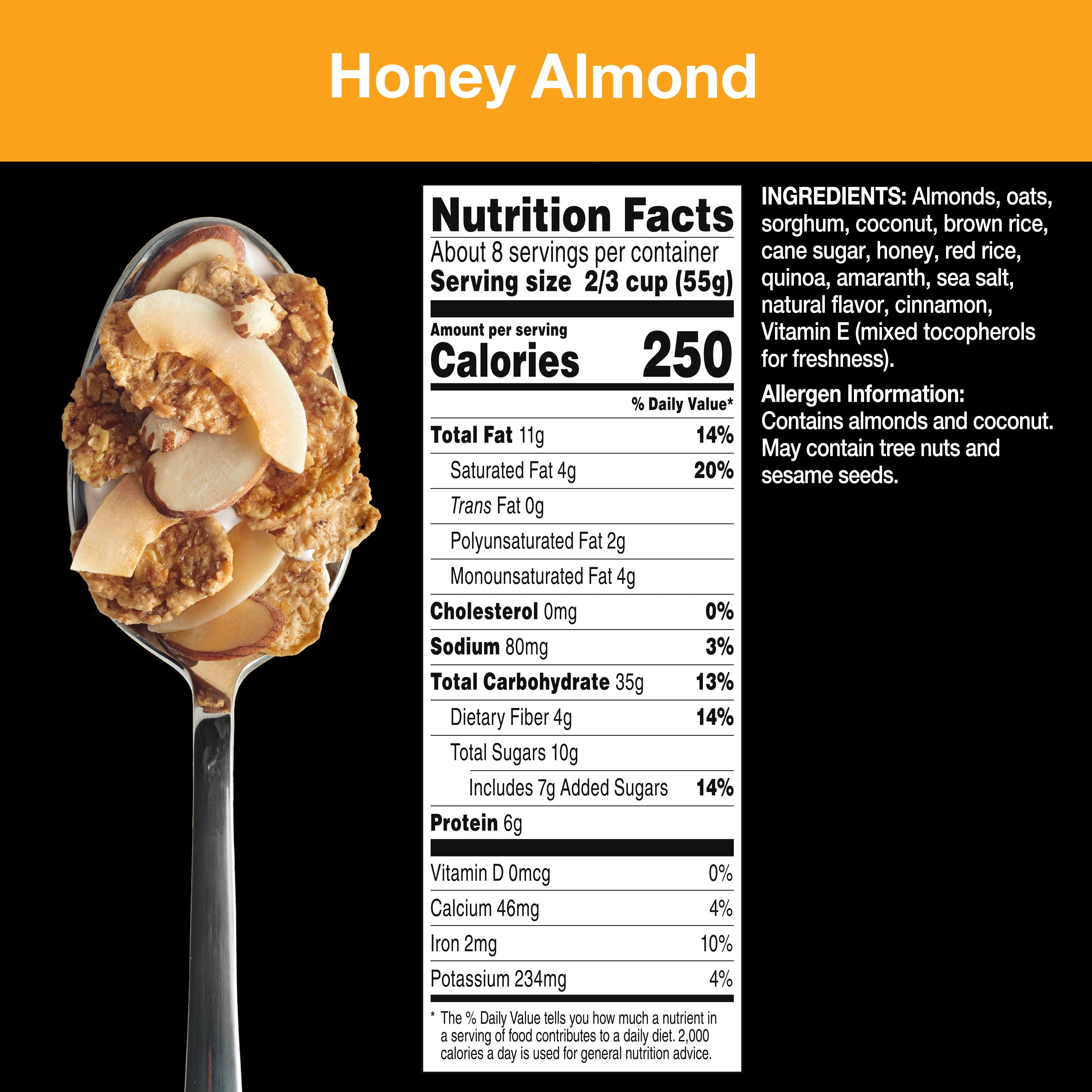 KIND Cereal, Honey Almond, Gluten Free, 15 oz Box