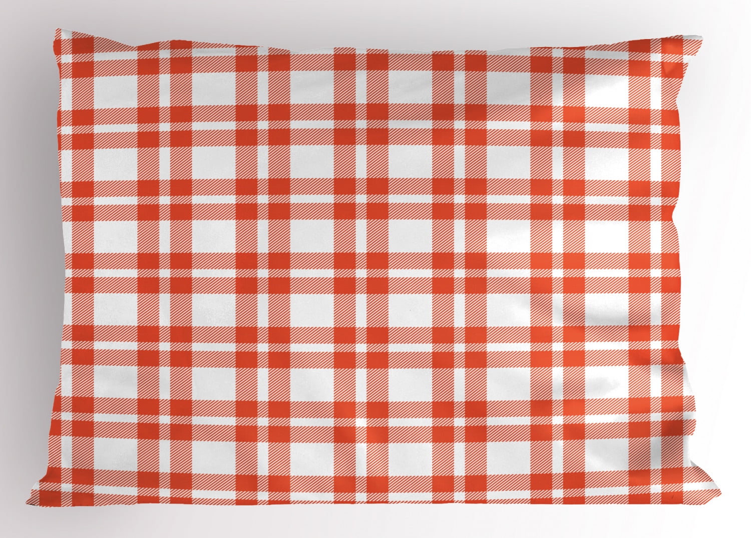 Red Plaid Pillow Sham Checkered Squares and Stripes Abstract Geometric