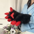thumbnail image 7 of Byfri Black Furry Dragon Paw Full Finger Mittens, Plush Anime Gloves for Themed Events, Black 38x20cm, 7 of 7