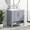 thumbnail image 2 of EUROCO 30" Bathroom Vanity with Sink, Multi-functional Bathroom Cabinet with Doors，shelf and Drawers, Solid Frame, Grey, 2 of 9