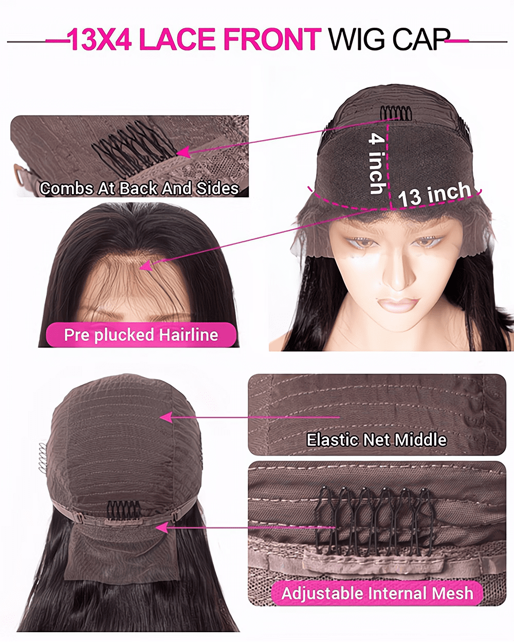 DOPI Body Wave Frontal Wig 13x4 Lace Front Wigs for Women Human Hair 180% Density Glueless Brazilian Virgin Hair Natural Col