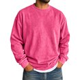 thumbnail image 3 of Domuza Mens Retro Acid Wash Sweatshirt, Baggy Crewneck Long Sleeve Pullover, Everyday Casual Wear - Hot Pink 2XL, 3 of 5