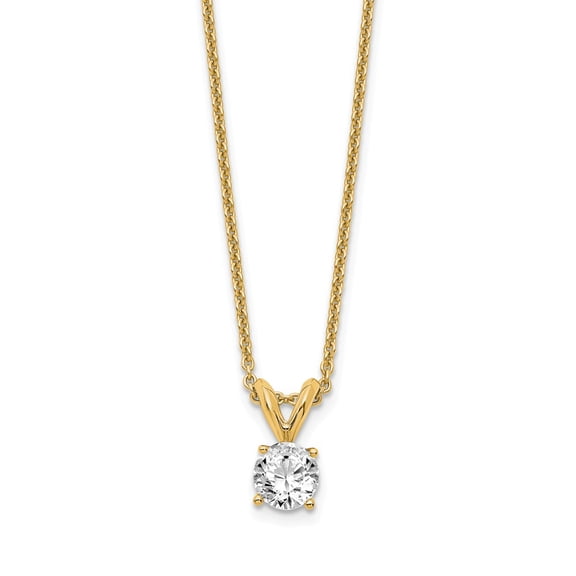14K Yellow Gold necklace Diamond Lab Grown Round 1 3ct. SI1 SI2, G H I, Solitaire