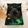 thumbnail image 5 of Manfei Spooky Halloween Alphabet C Bed Sheets,Black Witch Hat Full Size Sheets,Green,4pcs,1 Flat Sheet, 1 Fitted Sheet and 2 Pillowcases, 5 of 6