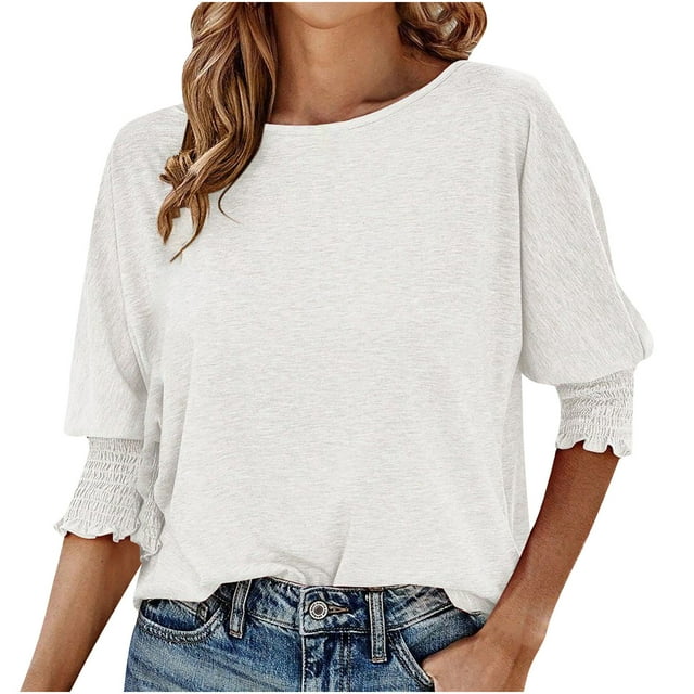 Blouses à Manches Courtes pour Femmes Blouses Décontractées Unies à Col Rond Manches Courtes Hauts Blouses Femmes Hauts à Manches Courtes Femmes Blouse à Manches Courtes Hauts à Manches Courtes pour Femmes
