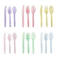 thumbnail image 6 of 48 Counts Glitter Plastic Silverware Set Disposable Clear Plastic Cutlery Flatware for Party 16 Knives 16 Spoons 16 Fork for Party Birthday Dinnerware Supplies-Purple, 6 of 8