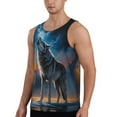 thumbnail image 2 of Cauagu Lonely Night Sky Wolf Print Men's Sleeveless Muscle Shirts,Tank Tops Quick Dry Workout Tank Top Gym Muscle Tee Fitness Bodybuilding T Shirt for Men-3X-Large, 2 of 7