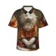 thumbnail image 1 of Balery Haystack Meditating Cat Camisas hawaianas de manga corta para hombre, camisas playeras de corte holgado, camisas de vacaciones con botones,3X-Large, 1 of 7