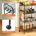 thumbnail image 4 of KK KINGRACK 4 Tier Metal Rolling Cart, Storage Cart with Wheels, Utility Cart for Office,School, Organize, Black, 4 of 9